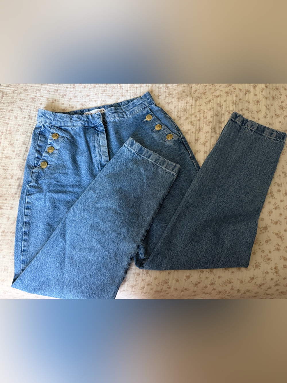 Zara Light Blue High-Rise Button-Front Women's Jeans